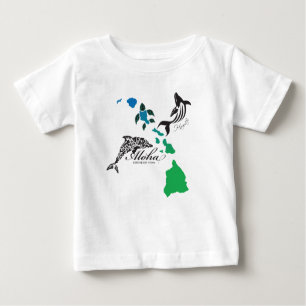T-shirt Pour Bébé Chaîne d'îles d'Hawaï - dauphin et baleine d'Hawaï