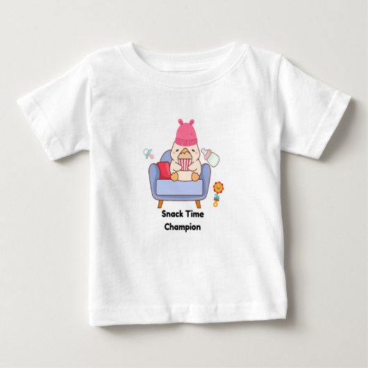 T-shirt Pour Bébé Champion de l'heure du goûter - Bébé mignon (Devant)