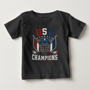 T-shirt Pour Bébé Champions de hockey des États-Unis Casque Patrioti