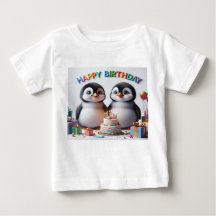 Chandail d'anniversaire bébé avec manchots