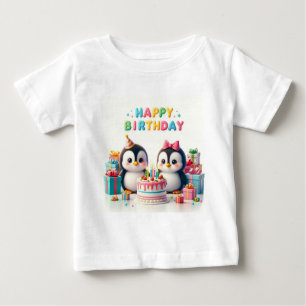 T-shirt Pour Bébé Chandail d'anniversaire bébé avec manchots