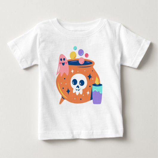 T-shirt Pour Bébé Chandelle Fantôme éffrayante Cauldron Halloween Ar (Devant)