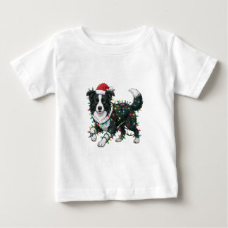 T-shirt Pour Bébé Chapeau de Noël de Golden Retriever Lumières de No