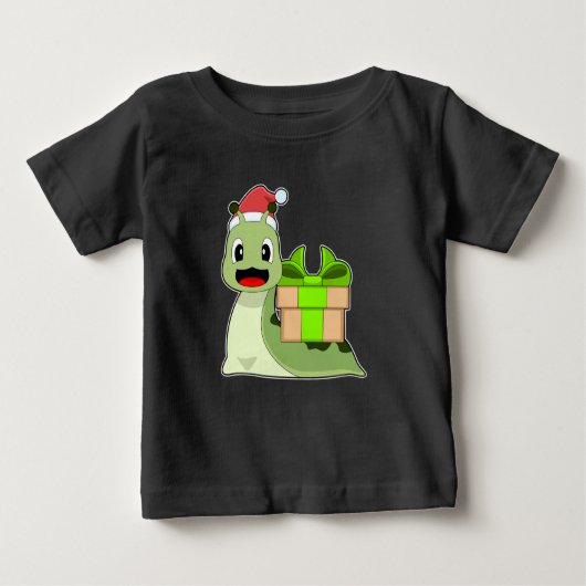 T-shirt Pour Bébé Chapeau de Noël de l'escargot (Devant)