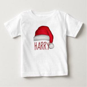 T-shirt Pour Bébé Chapeau de Père Noël peint en rouge capricieux