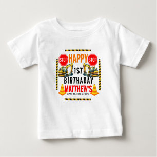 T-shirt Pour Bébé Chariot de construction 1ère fête d'anniversaire