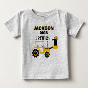 T-shirt Pour Bébé Chariot de construction de camion Boys premier ann