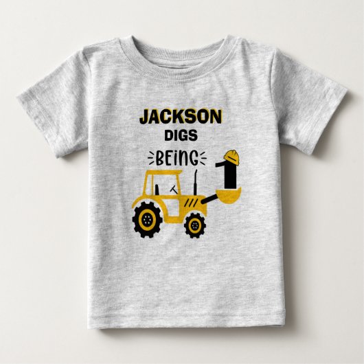 T-shirt Pour Bébé Chariot de construction de camion Boys premier ann (Devant)