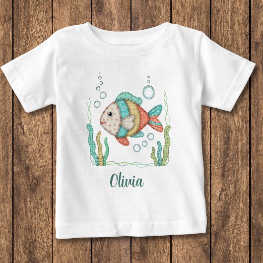 T-shirt Pour Bébé Charmant Poisson À Patchwork