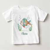 T-shirt Pour Bébé Charmant Poisson Patchwork (Devant)