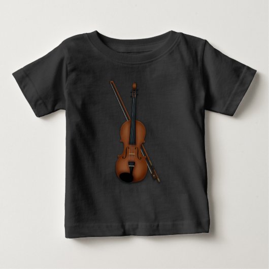 T-shirt Pour Bébé Charming Trompe L'oeil Violon Musique classique (Devant)