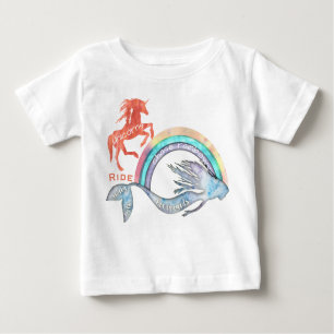 T-shirt Pour Bébé Chase Raindows Nager avec des sirènes, Ride Unicor