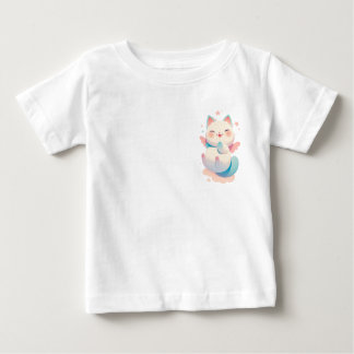 T-shirt Pour Bébé Chat Ange Flottante - Art Imaginaire Pastel Whimsi