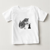 T-shirt Pour Bébé Chat aux échecs avec pièce d'échecs Évêque (Devant)