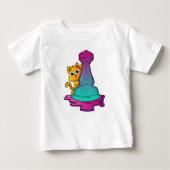 T-shirt Pour Bébé Chat aux échecs avec pièce d'échecs Roche (Devant)