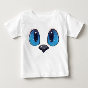 T-shirt Pour Bébé Chat aux yeux bleus adorable design mignon kawaii