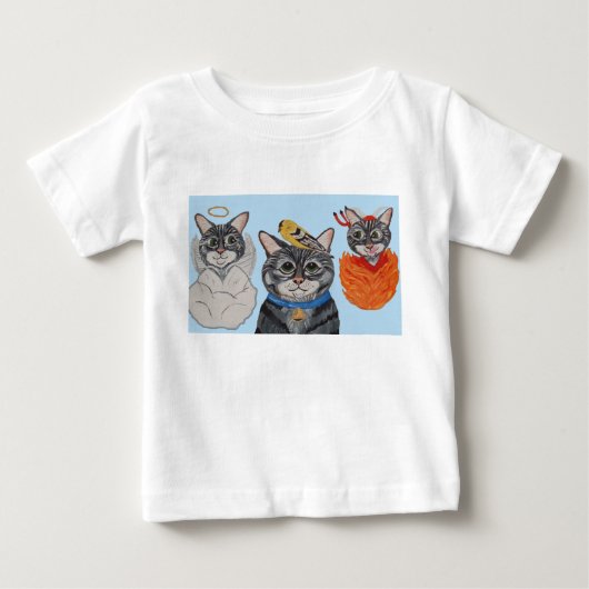 T-shirt Pour Bébé Chat avec ange et diable (Devant)
