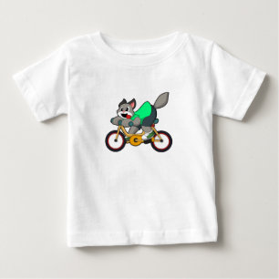 T-shirt Pour Bébé Chat avec bicyclette