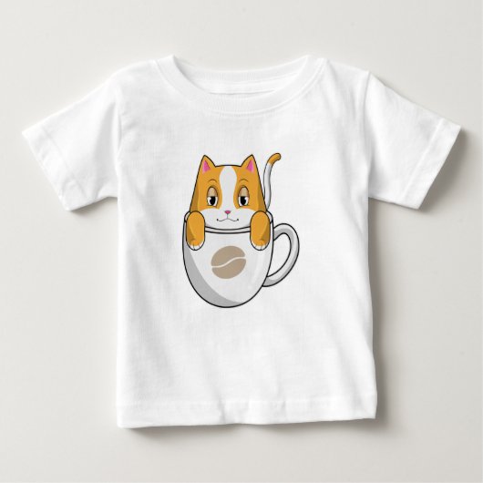 T-shirt Pour Bébé Chat avec café Coupe (Devant)