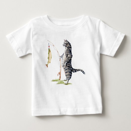 T-shirt Pour Bébé Chat avec poisson (Devant)
