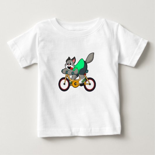 T-shirt Pour Bébé Chat avec vélo (Devant)