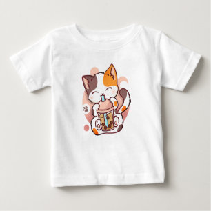T-shirt Pour Bébé Chat Boba Tea Bubble Tea Anime Kawaii Neko pour fi