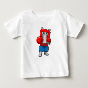 T-shirt Pour Bébé Chat Boxe avec gants de boxe