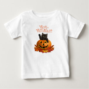 T-shirt Pour Bébé Chat Citrouille