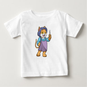 T-shirt Pour Bébé Chat coiffeur avec ciseaux