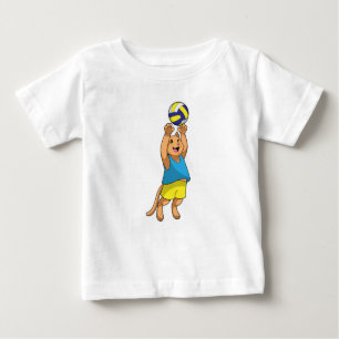T-shirt Pour Bébé Chat comme joueur de volley-ball avec volleyball