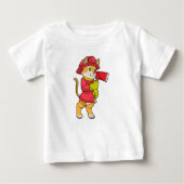 T-shirt Pour Bébé Chat comme pompier avec Ax (Devant)