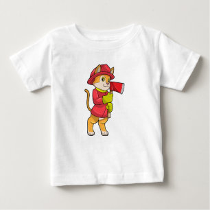 T-shirt Pour Bébé Chat comme pompier avec Ax