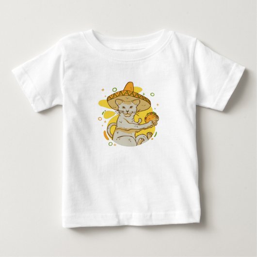 T-shirt Pour Bébé Chat de Cinco De Mayo (Devant)