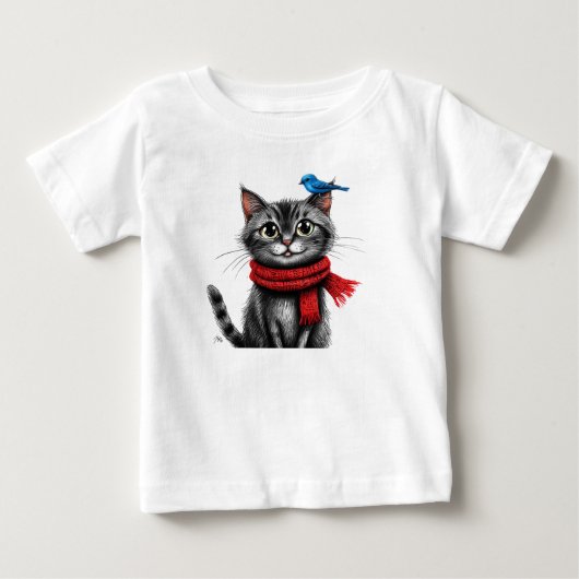 T-shirt Pour Bébé Chat de dessin animé mignon (Devant)
