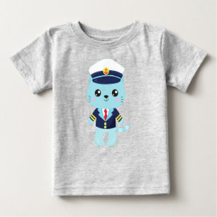 T-shirt Pour Bébé Chat de mer, Casquette de mer, Capitaine de bateau