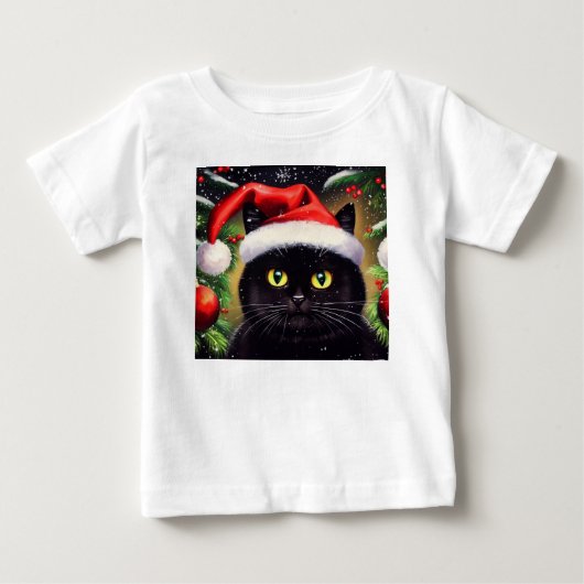 T-shirt Pour Bébé Chat de Noël 6 (Devant)