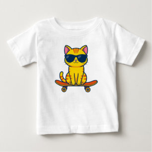 T-shirt Pour Bébé Chat de skateboard cool portant des lunettes de so