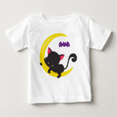 T-shirt Pour Bébé Chat d'Halloween, Chat mignon, Chat noir, Lune, Ch (Devant)