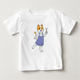 T-shirt Pour Bébé Chat en coiffeur avec ciseaux