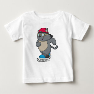 T-shirt Pour Bébé Chat en patinage sur glace avec patins sur glace