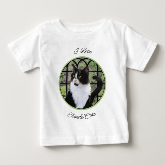 T-shirt Pour Bébé Chat en smoking à la fenêtre Peinture originale d' (Devant)