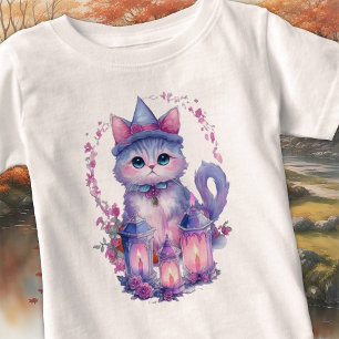 T-shirt Pour Bébé Chat et bougies Halloween