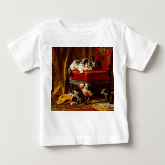 T-shirt Pour Bébé Chat et chatons Jouer avec chaise (Devant)