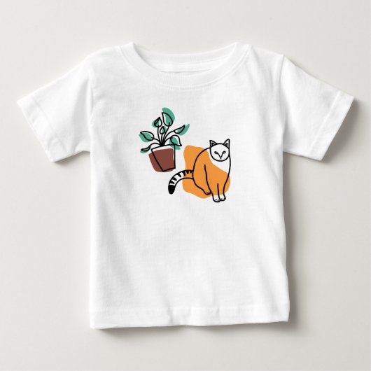 T-shirt Pour Bébé Chat et le plante (Devant)