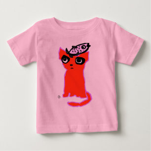 T-shirt Pour Bébé Chat et poisson