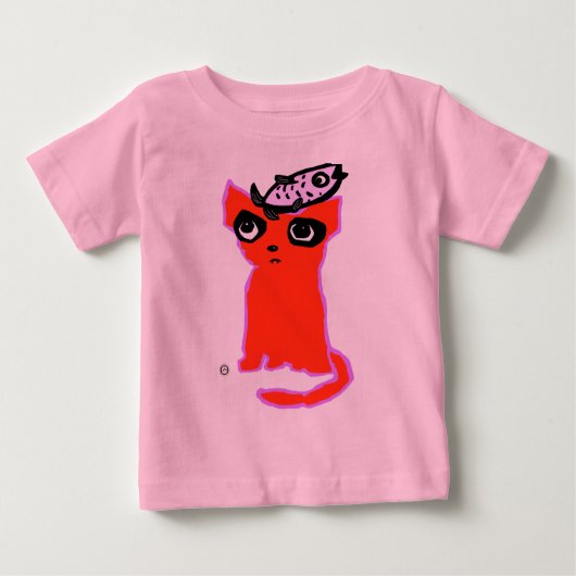 T-shirt Pour Bébé Chat et poisson (Devant)