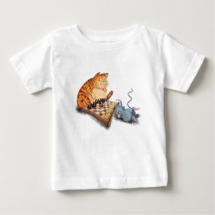 T-shirt Pour Bébé Chat et souris pour bébé amusant Jouer aux échecs