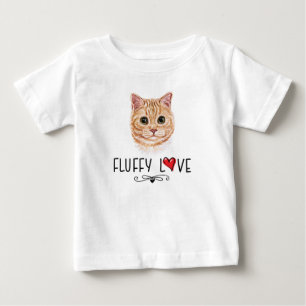 T-shirt Pour Bébé Chat Fluffy Love Kitty Meow Portrait