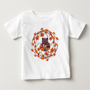 T-shirt Pour Bébé Chat japonais mignon Kawaii Automne Halloween