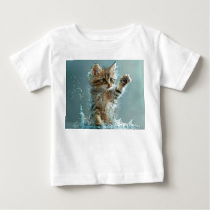 T-shirt Pour Bébé chat jouant dans l'eau